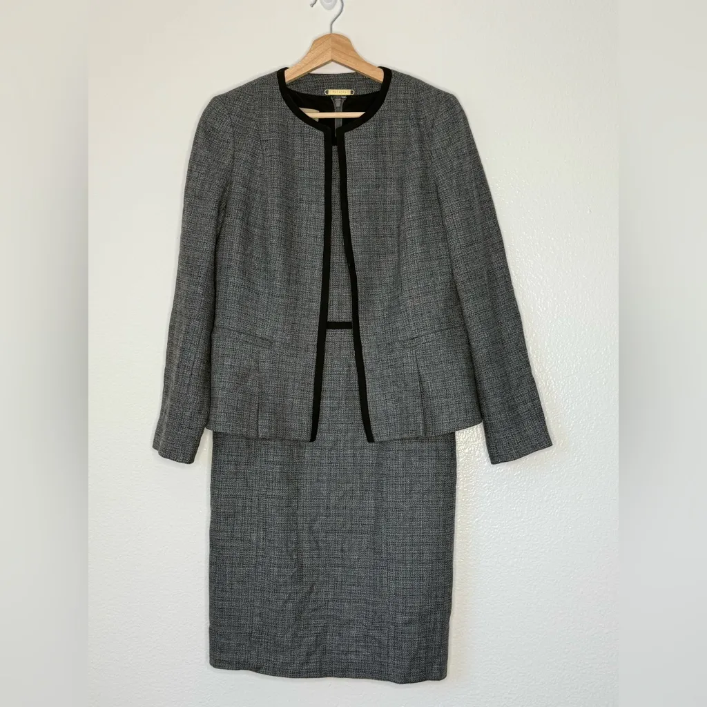 Talbots tweed suits set dress blazer Gray Black classic woven in Italy wool 🇮🇹 6 - Image 2