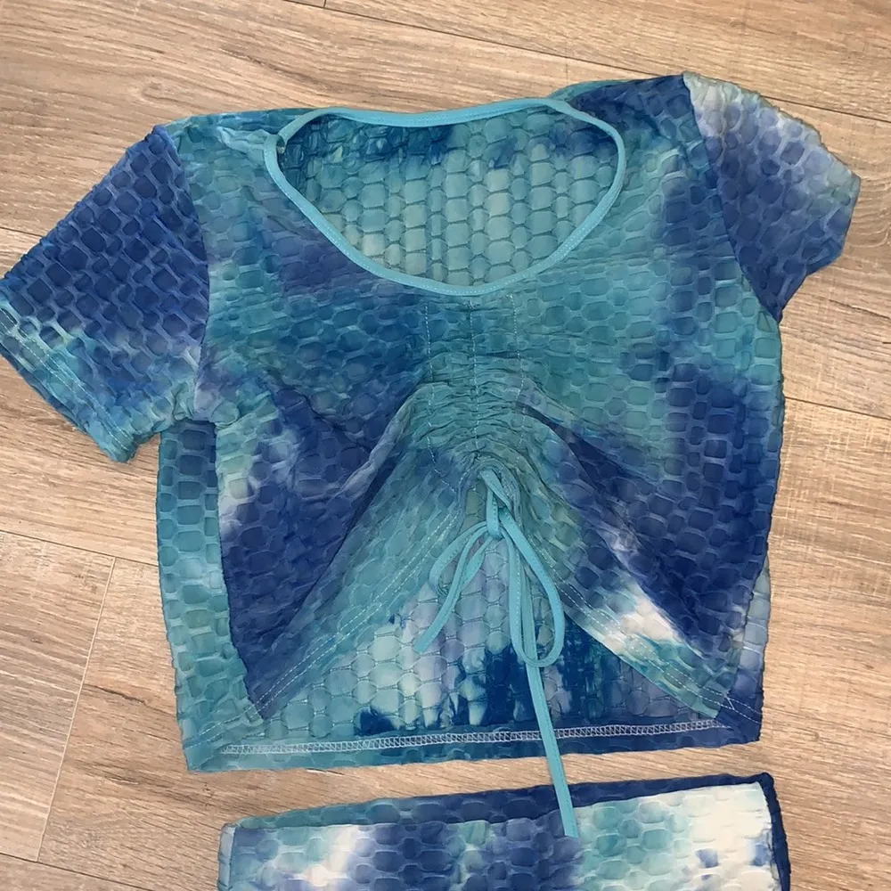 Amazon Yoga Outfits 2 Piece Set Tracksuit Seamless Short Sleeve Crop Workout Leggings - Image 6