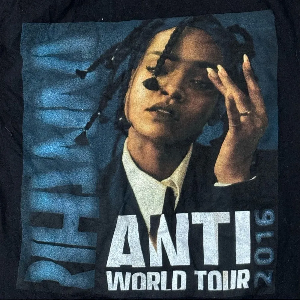 Rihanna Anti World Tour Short Sleeve Graphic Tee Shirt Women’s Small Black - Image 2