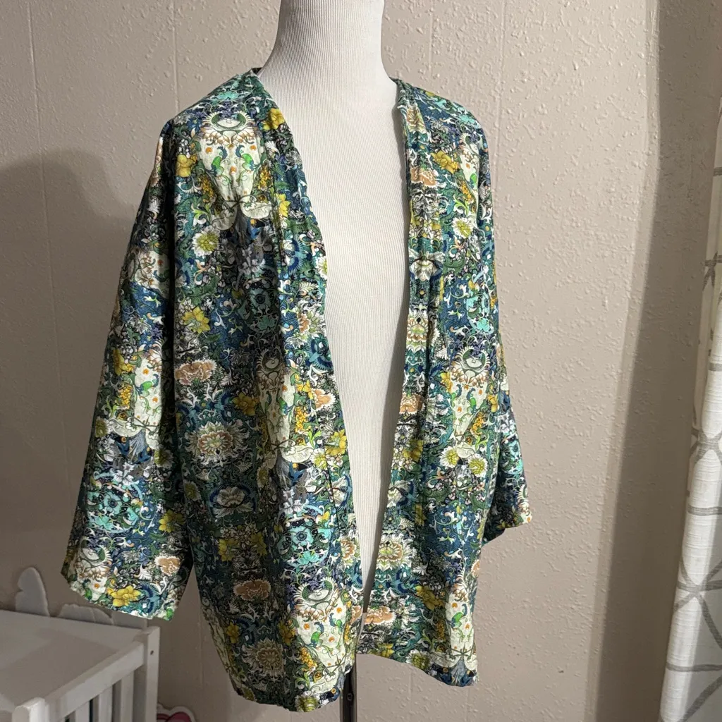 Floral Kimono Cardigan Green Size XL - Image 3