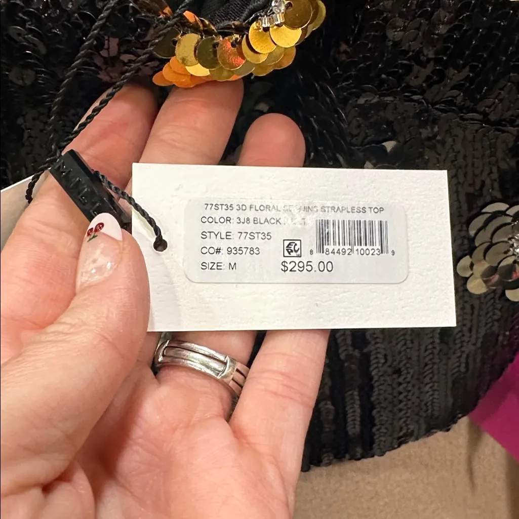Milly NWT  3d Floral Sequin Strapless Top
$295 MSRP - Image 5