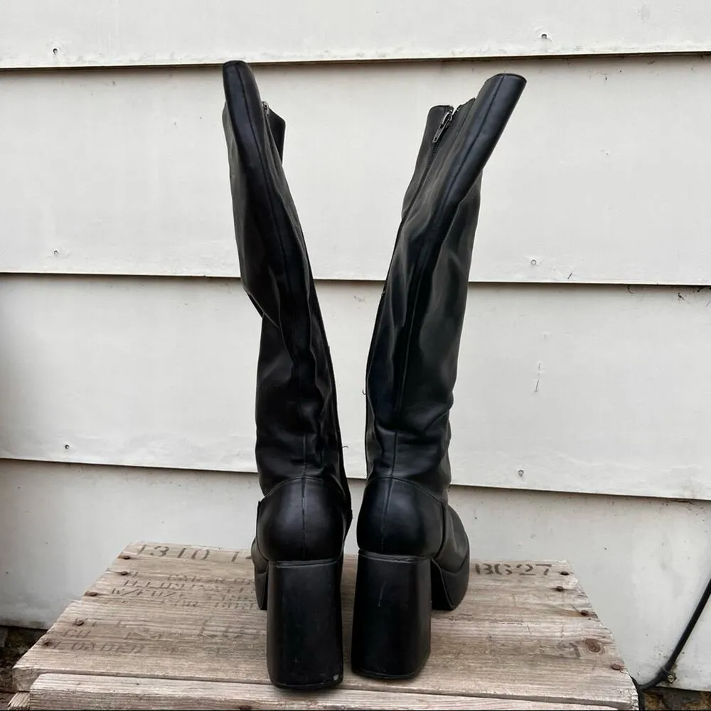 Vintage 90s Y2K Candie’s Black Knee High Platform Chunky Boots Size 6 - Image 6
