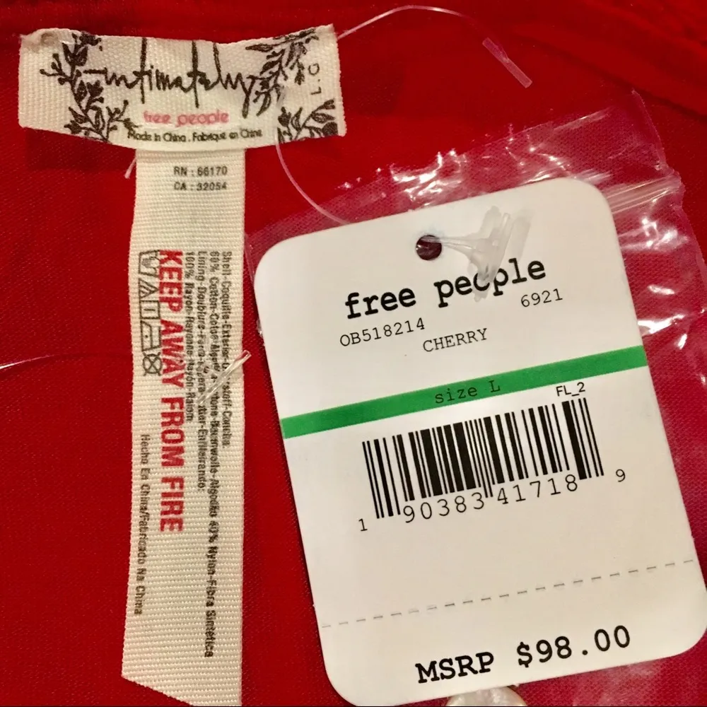 NEW Free People Daydream Bodycon Lace Minidress size L Red - Image 5