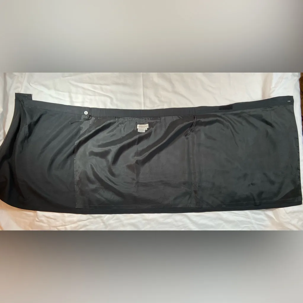 Henri Bendel Mini Wrap Skirt Black Silk & Cotton‎ Vintage Size 14 - Image 5