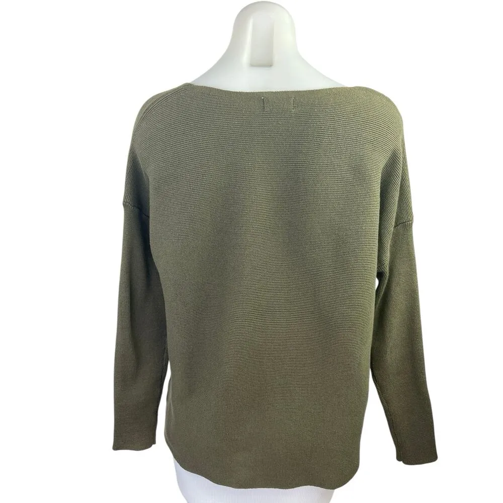SEEK the Label  Olive Green V Neck Long Sleeve Pullover Sweater Top Size XS - Image 2