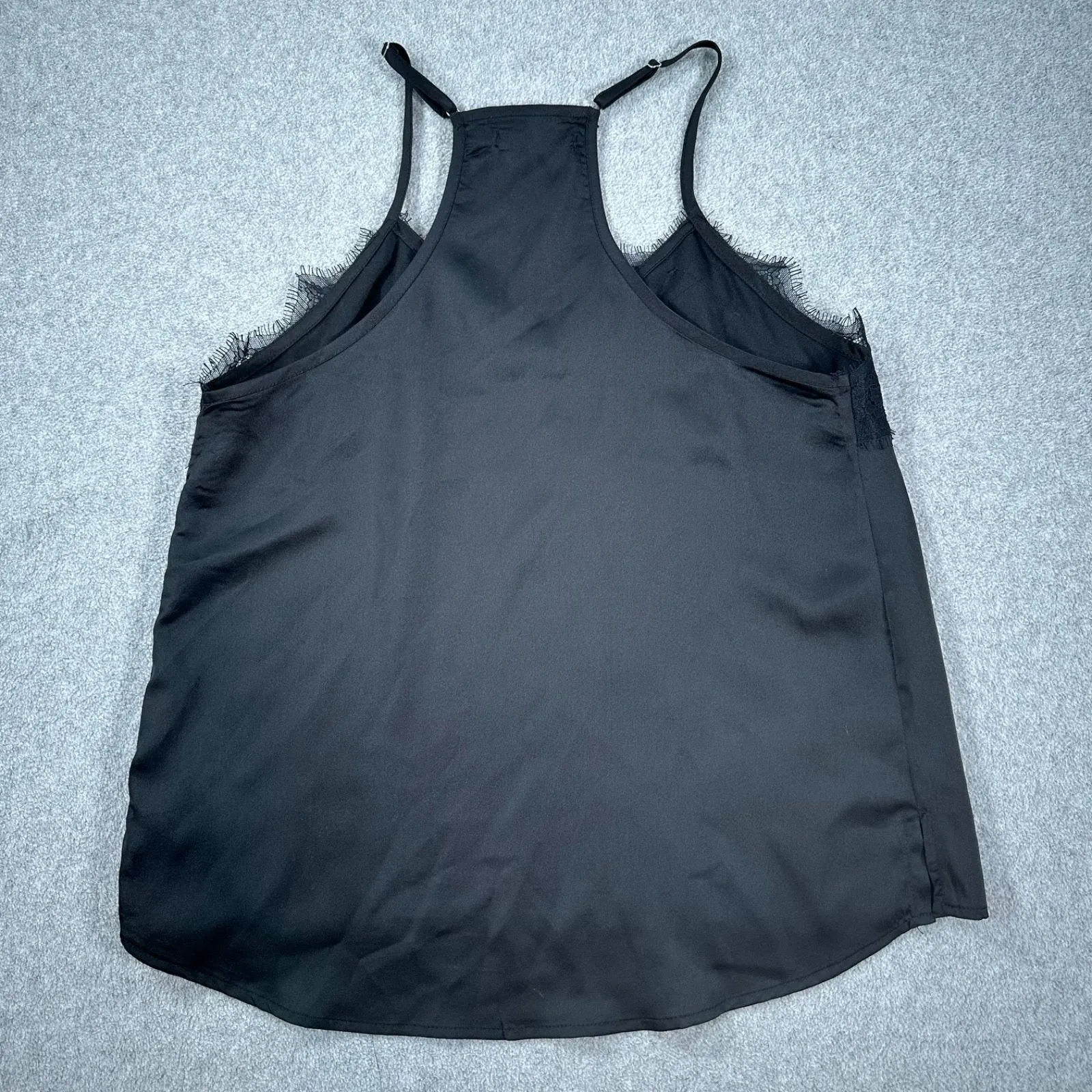 Bishop + Young Lace Trim Cami Top Women's Medium Black Racerback Adjustable - Image 7