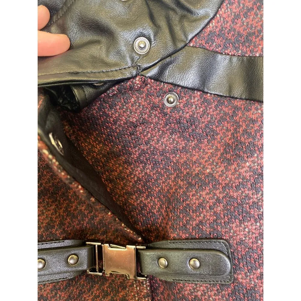 SA by Seth Aaron Knit & Faux Leather Coat w/ Toggle Clasp Closure EUC Sz 8 - Image 7