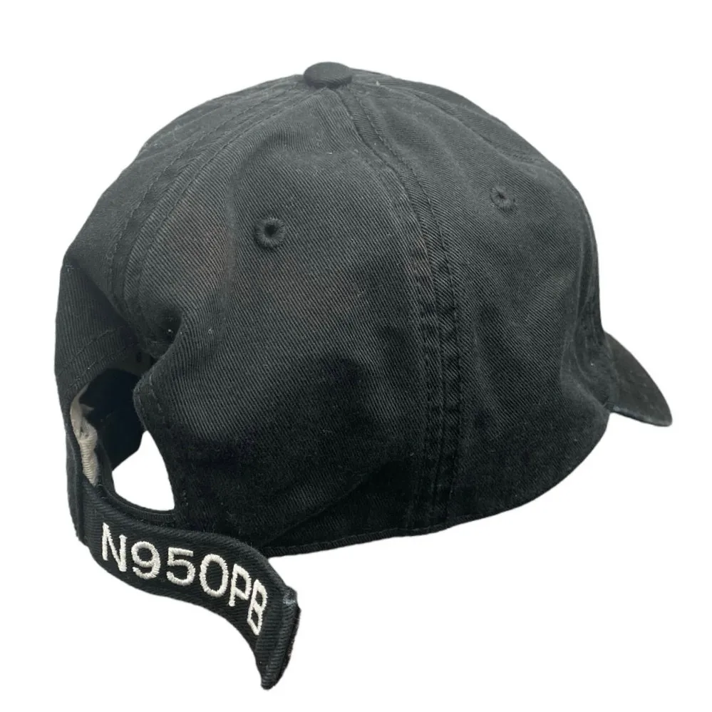 Big Bunny Women's Black Embroidered Adjustable Strapback Baseball Cap Hat OS - Image 2