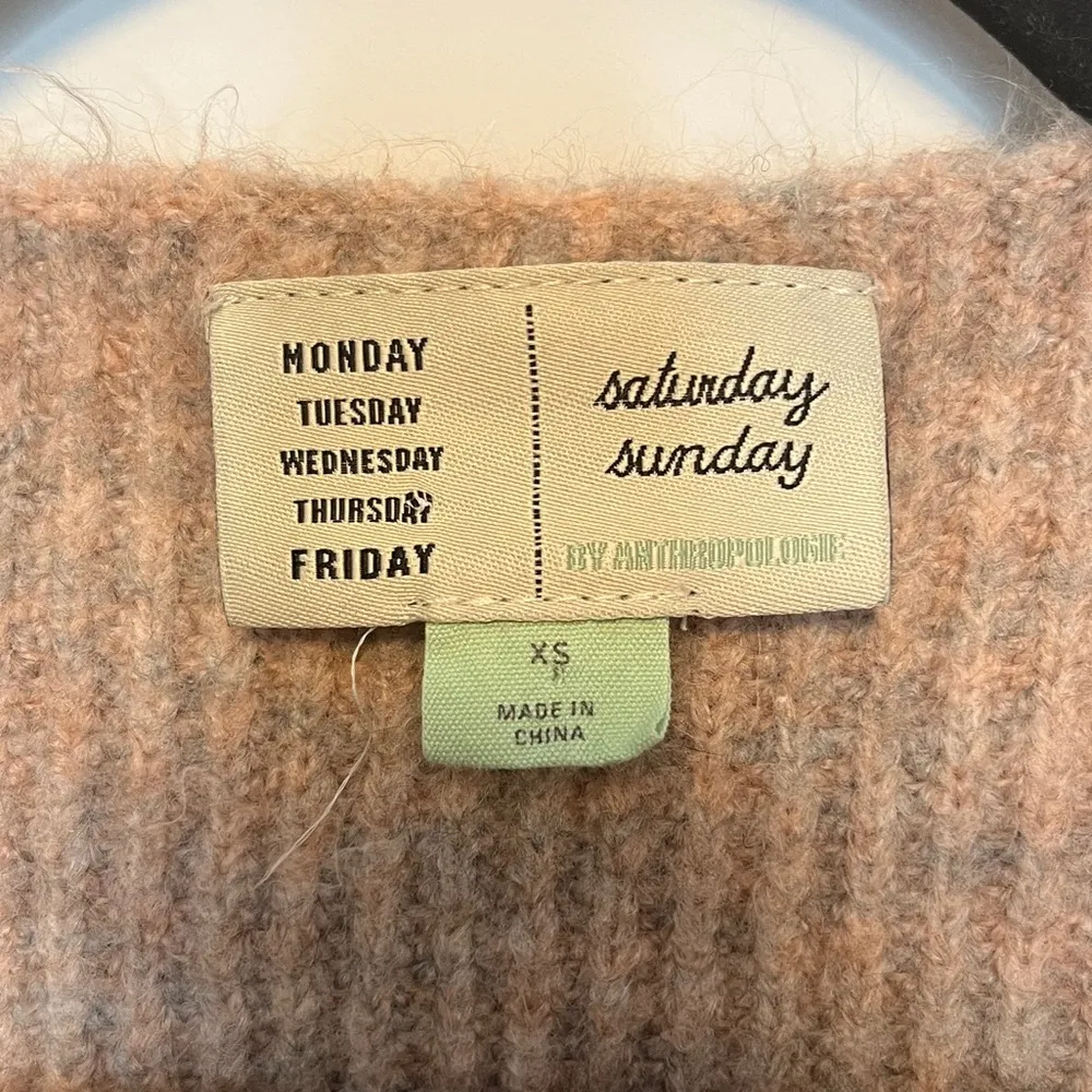 Anthropologie Saturday/Sunday Ribbed Virginia V-Neck Sweater sz XS - Image 3