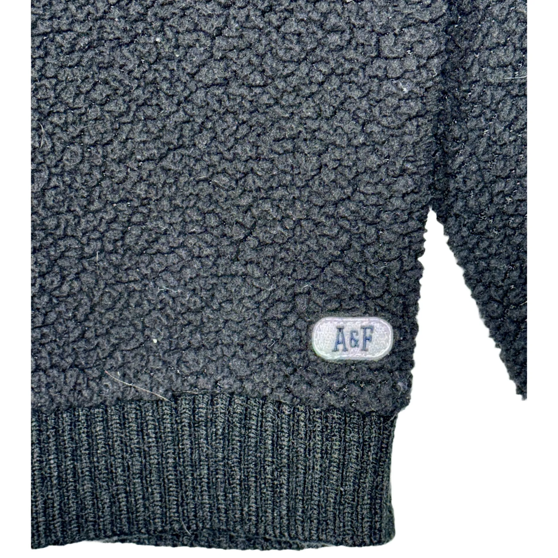 Abercrombie & Fitch Soft AF Sherpa Black Fleece Pullover Crewneck Sweater Size S - Image 5