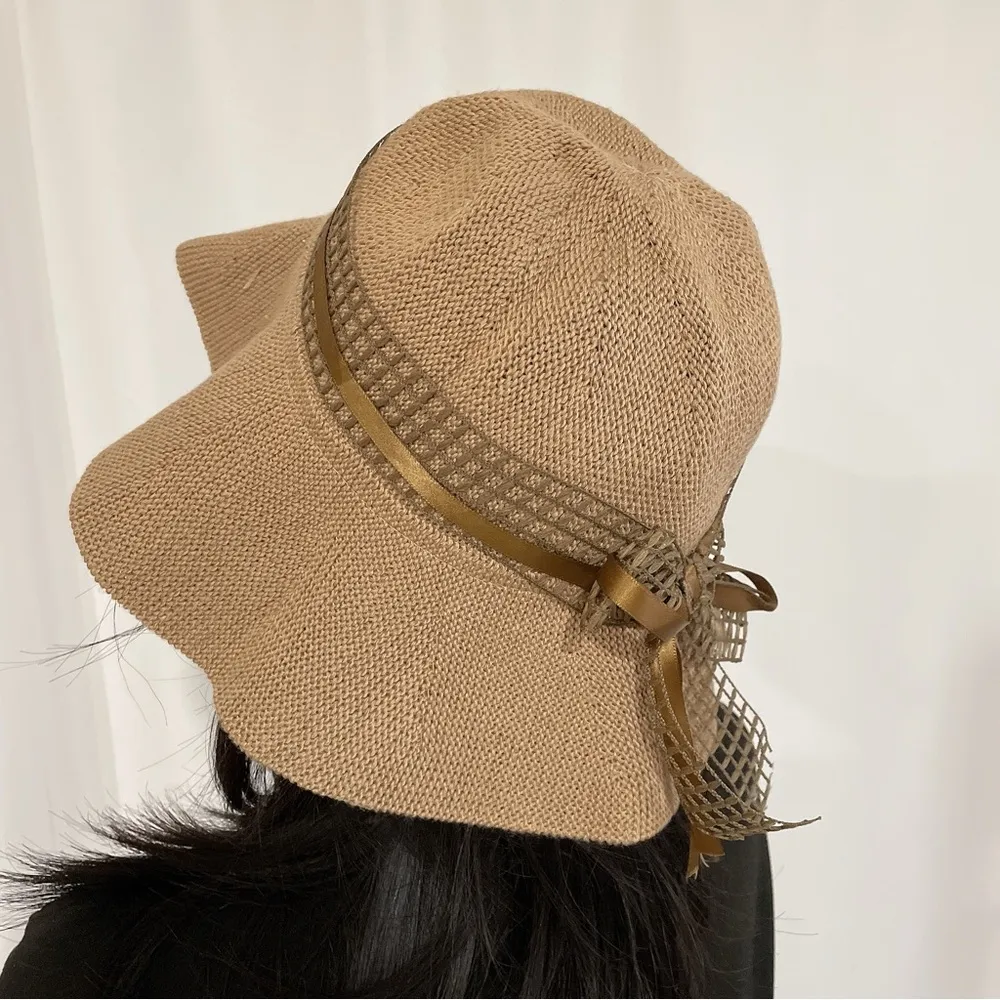 Cute ribbon straw bucket hat - Image 2