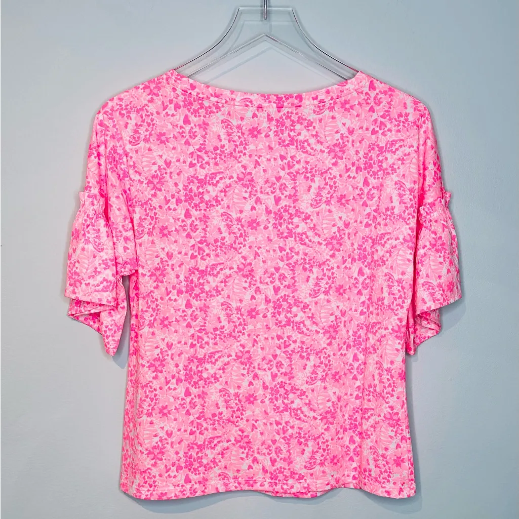 Lilly Pulitzer Ziva White Pink Shandy Invest A Gator Cotton Knit Top Shirt - Image 4