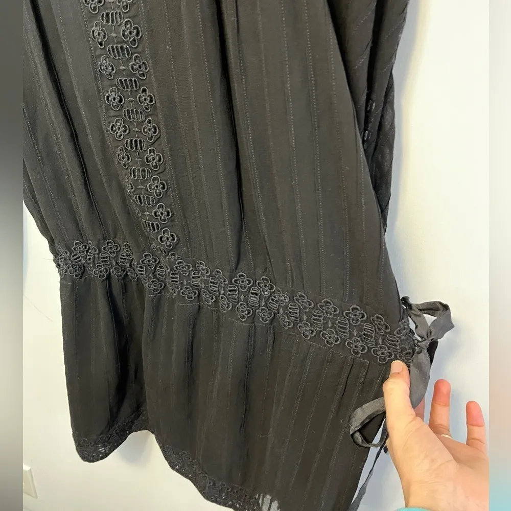 Leifsdottir Anthroplogie Drop Waist Embroidery and Eyelet Dress with Waist Dress Black Size 8 - Image 7