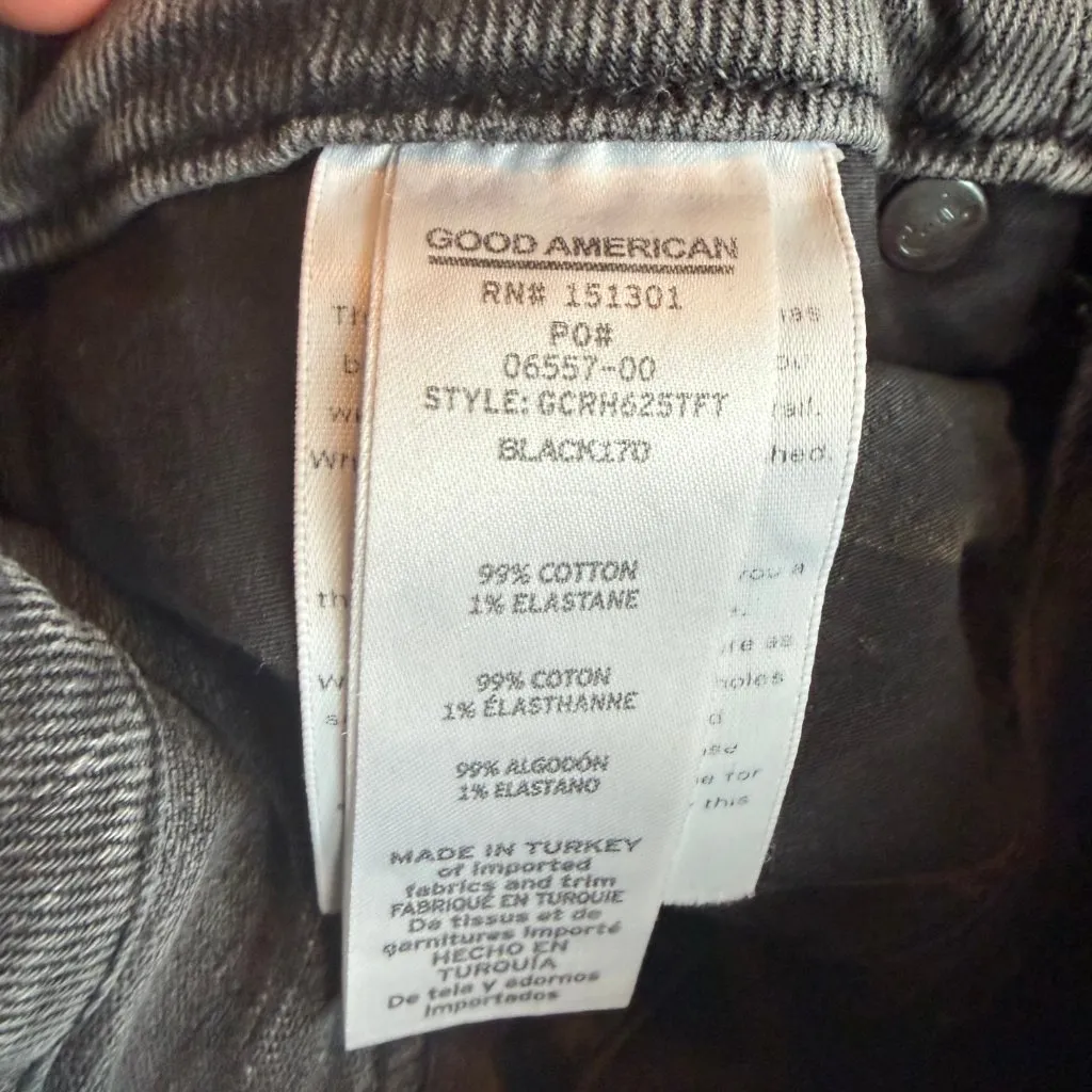 Good American Good Classic Straight Leg Raw Hem Jeans Pants Size 00/24 Women's - Image 4