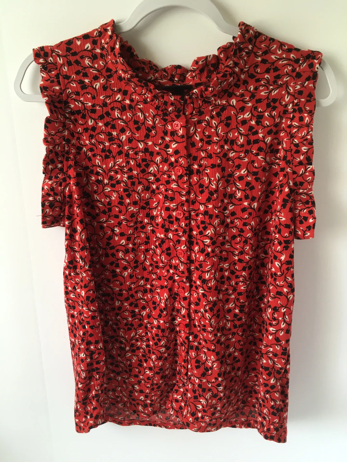 Red Floral Blouse, Medium - Image 5