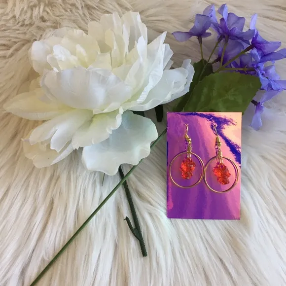 Hello kitty Sanrio gold red charm earrings - Image 2