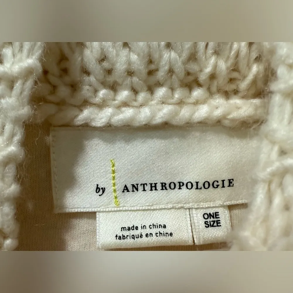 Anthropologie Textured Sweater Poncho Cape Wool Blend Knit Neck One Size OS $198 - Image 8