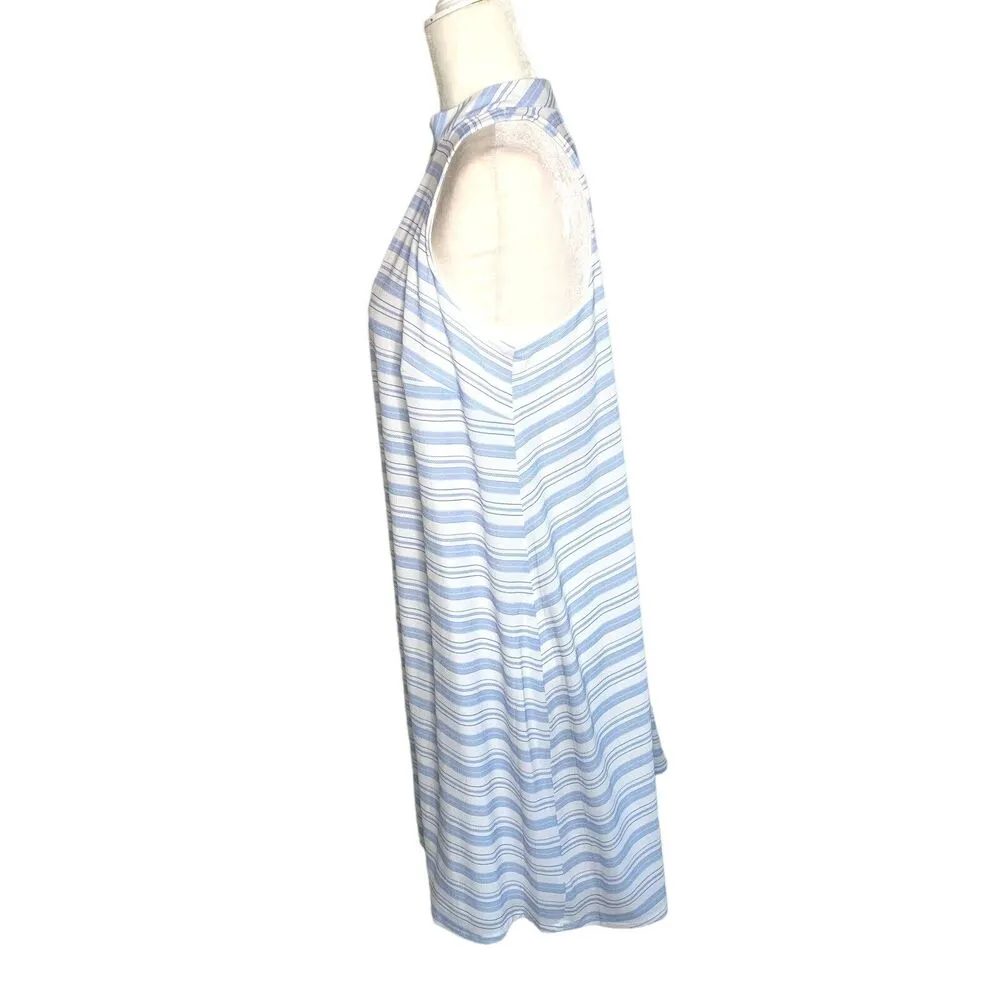 Venus Blue Striped Sleeveless Shift Halter Dress Knee Length Women Size 10 - Image 4