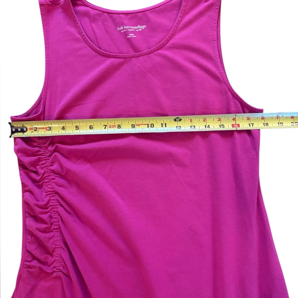 Soft Surroundings Bijou Ruched Tank Dress Women Size Large Pink Midi Sleeveless - Image 8