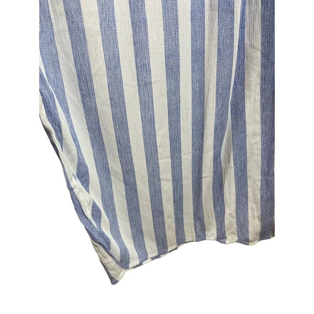 Catherines Cap Sleeve Blue White Striped Nautical Chevron Wide Leg Jumpsuit 32W - Image 5