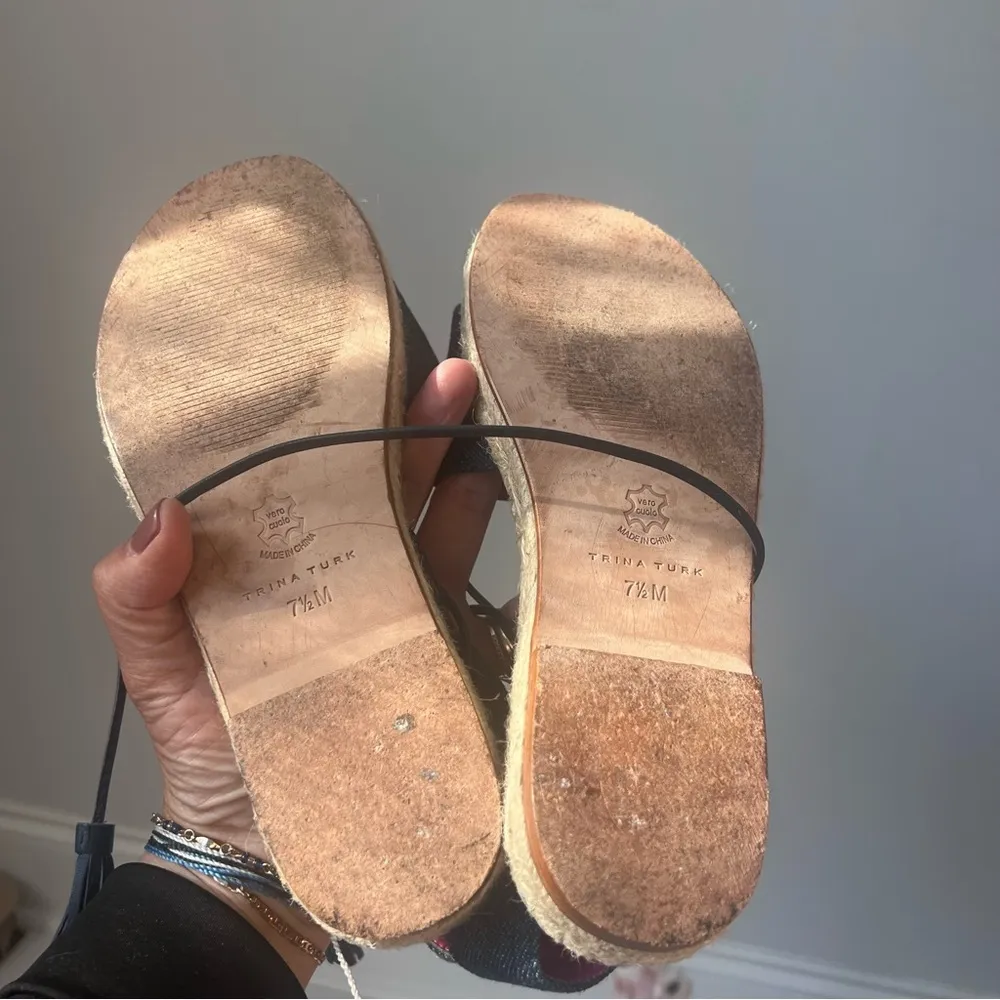 Trina‎ Turk Blue Denim Bardot Strappy Espradille Size 7.5M 🍒 - Image 9