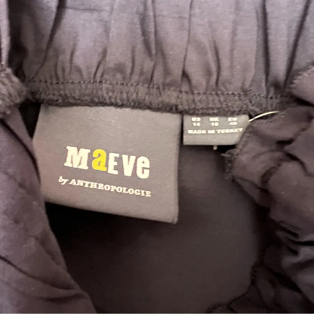 Anthropologie Maeve Black Ruched Pleated Mini Flare Dress Size 14 NEW - Image 12