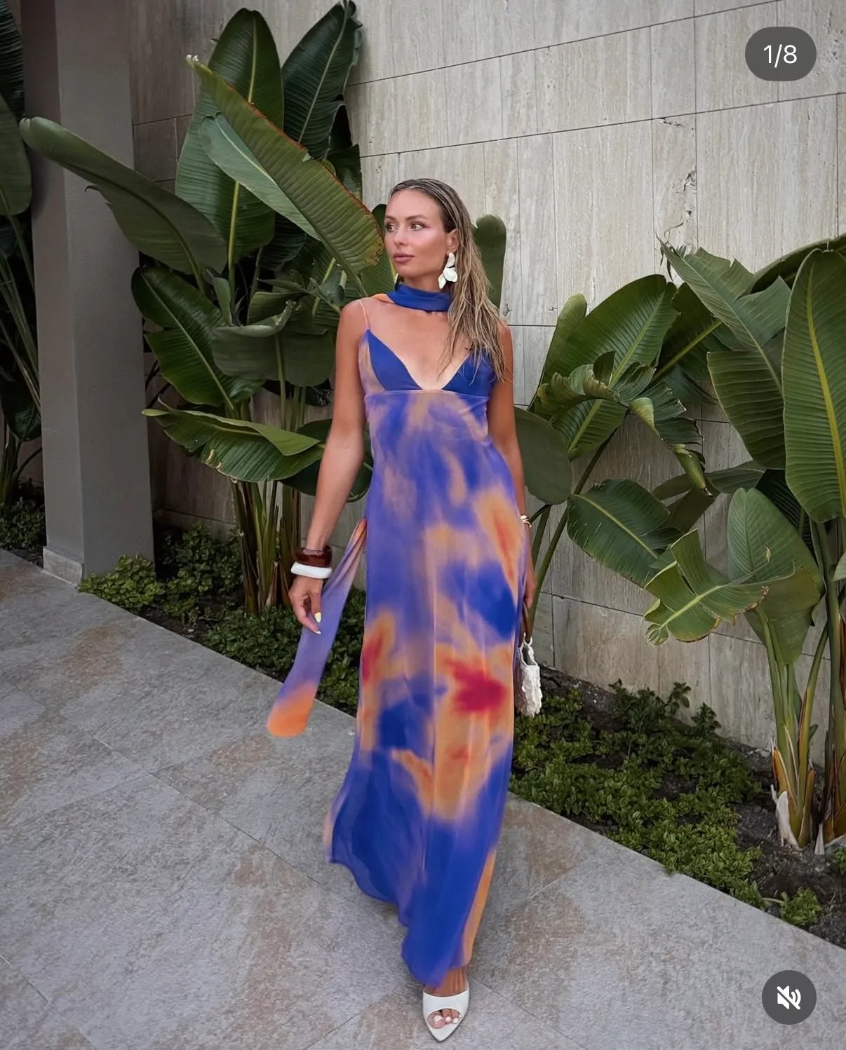 Zara Vibrant Multicolor Maxi Dress halter scarf flowy bodycon evening party  - Image 5