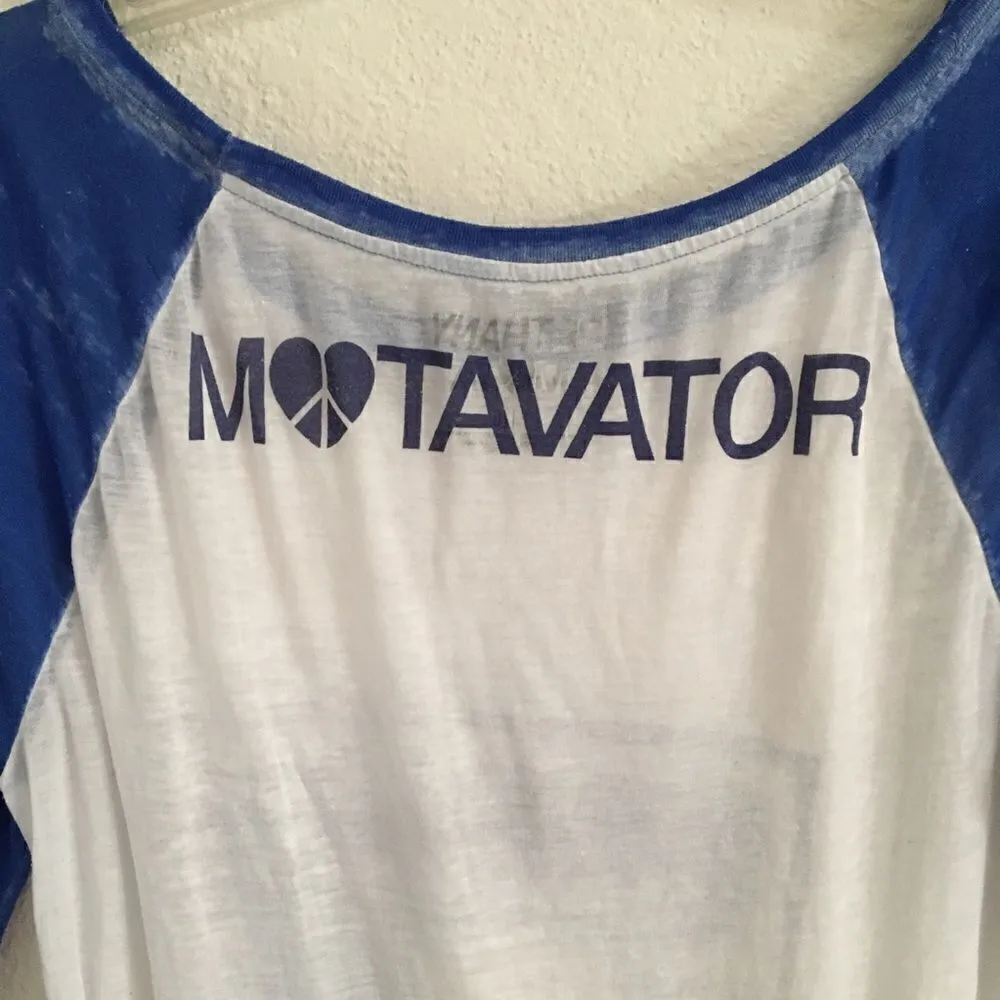 Bethany Mota Y2K burnout raglan baseball Tee L Motavator - Image 6