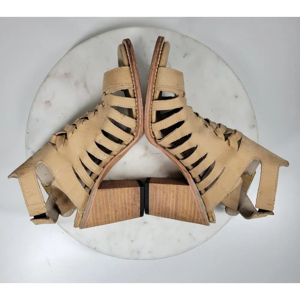 Freebird by Steven Bongo Sandals Womens 10 Taupe Leather Suede Gladiator Strappy - Image 6