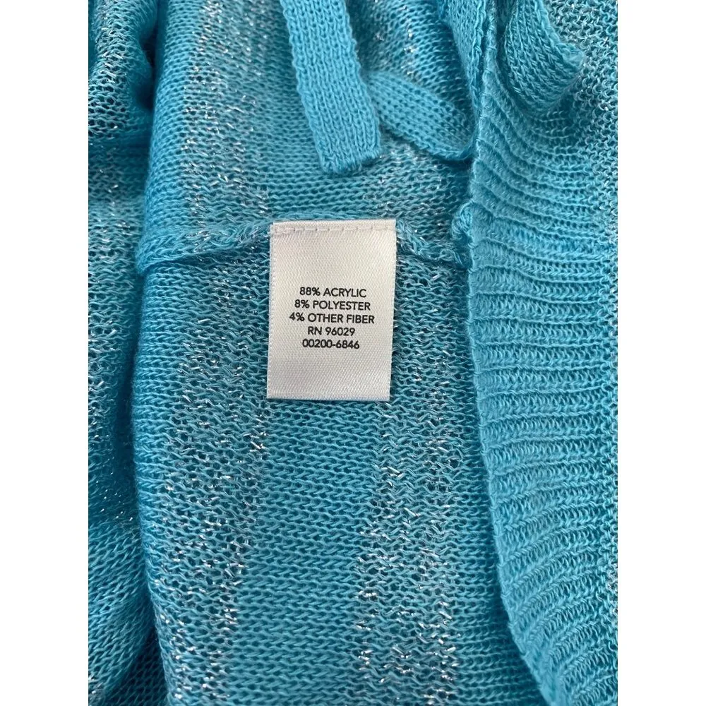 CJ Banks Women's Light Blue & Silver Sparkling Top - Image 4