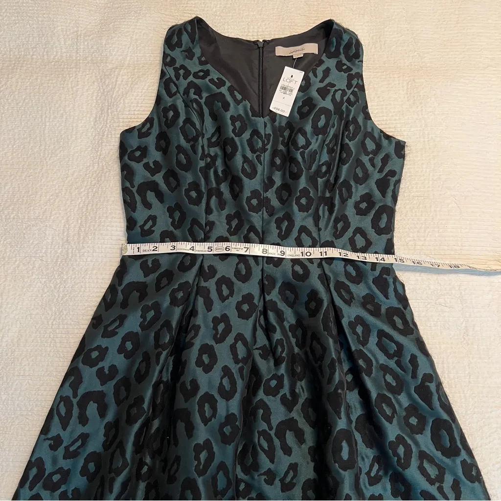 LOFT dress cocktail jacquard green black animal print sleeveless size 4 - Image 8