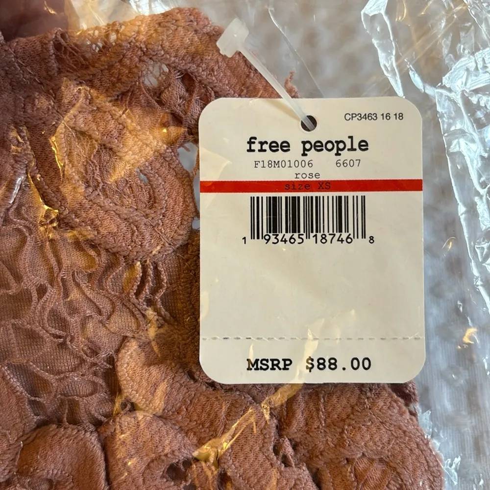 NEW! FREE PEOPLE Adella Slip Dress ROSE Pink Lace Spaghetti Strap Ruffle XS - Image 5