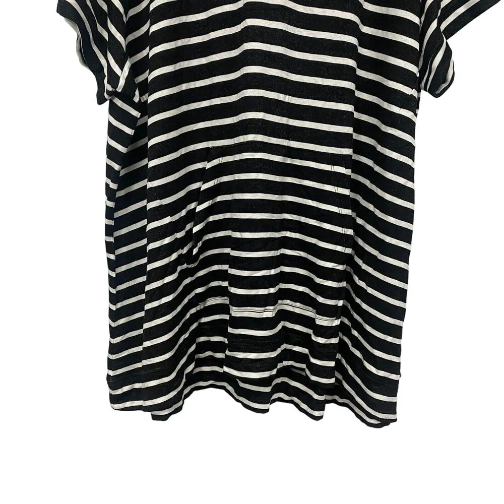 LIVI Woman's short sleeve striped pullover sweater w/ hoodie size 26/28 Pockets - Image 5