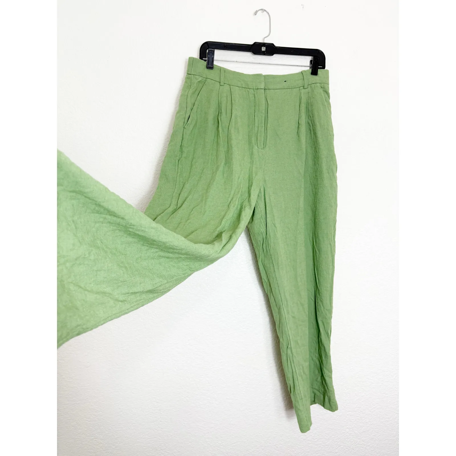 Abercrombie & Fitch Sloane Co-ord Linen Blend Wide Leg Trouser Size 12/31 Green - Image 11
