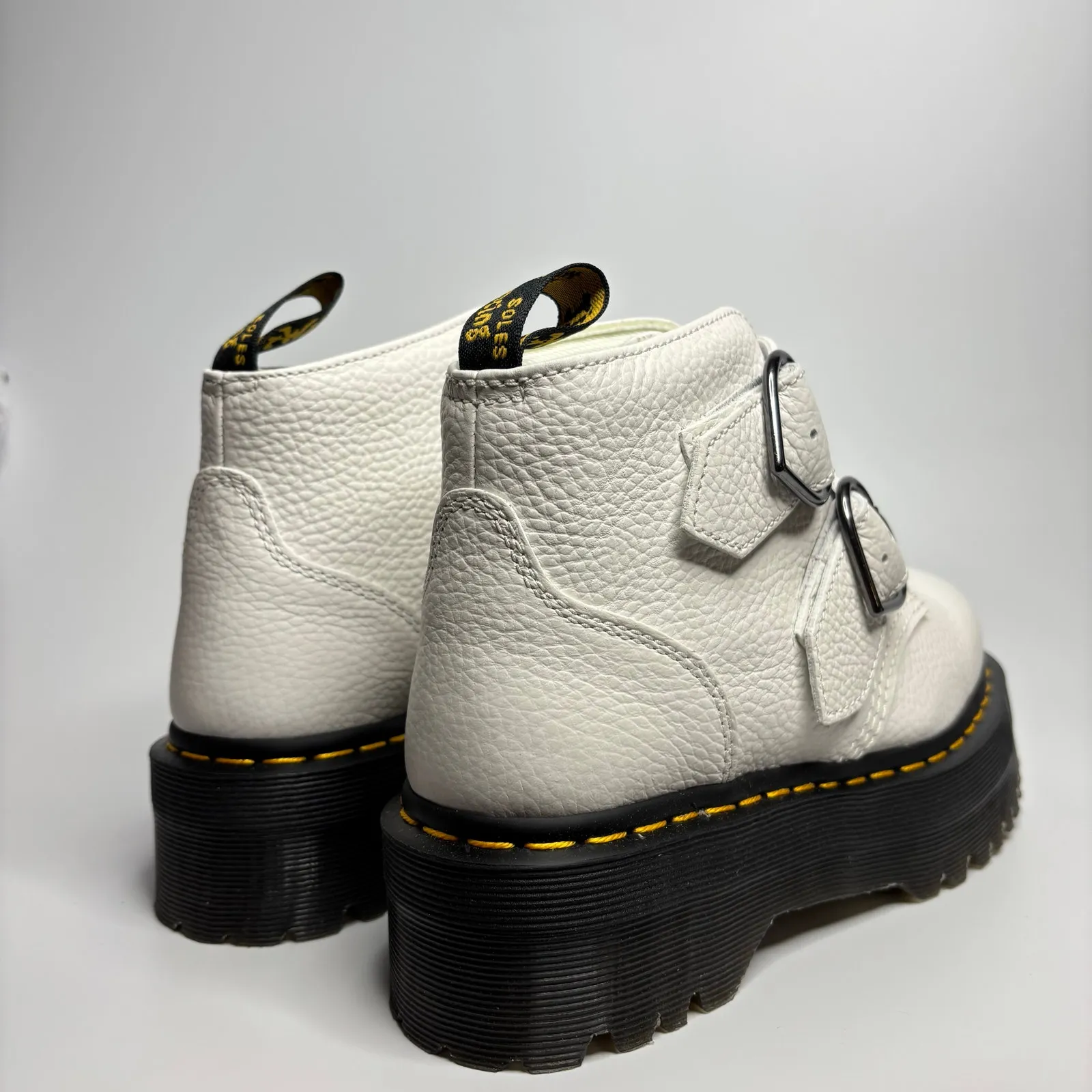 Dr. Martens Devon Heart Leather Platform Boots in White Milled Nappa - Image 4