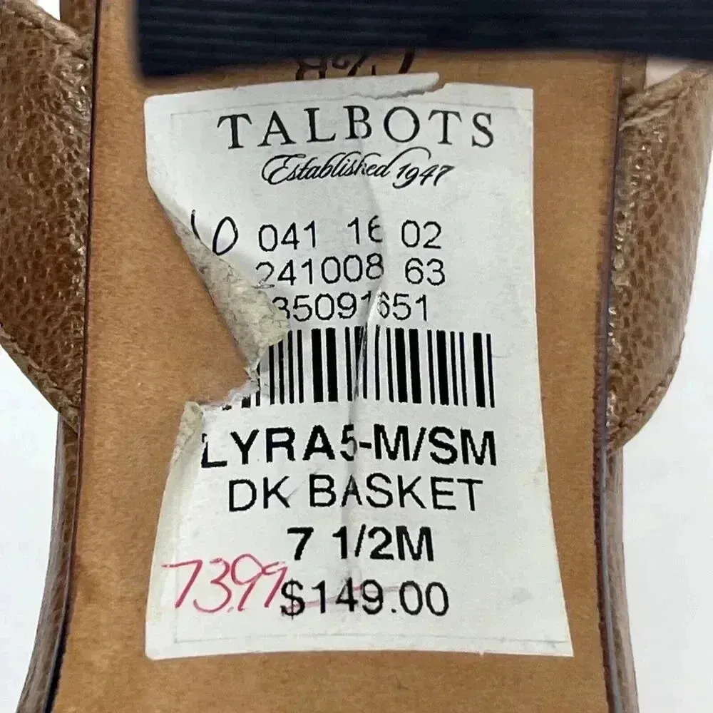 Talbots Leather Beige Strappy Sandals Wood Block Heel size 7.5 - Image 5