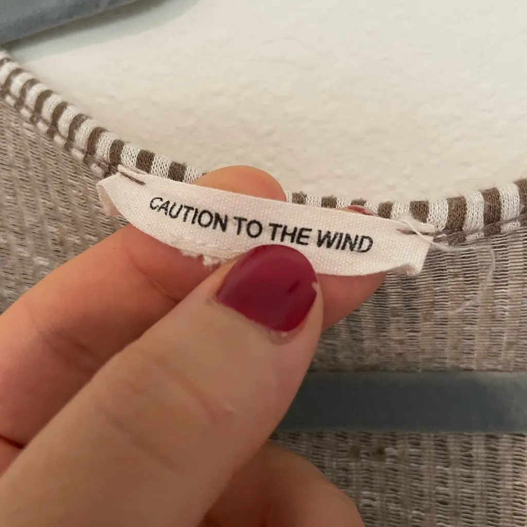 Caution To The Wind Gray Striped Top - Image 3