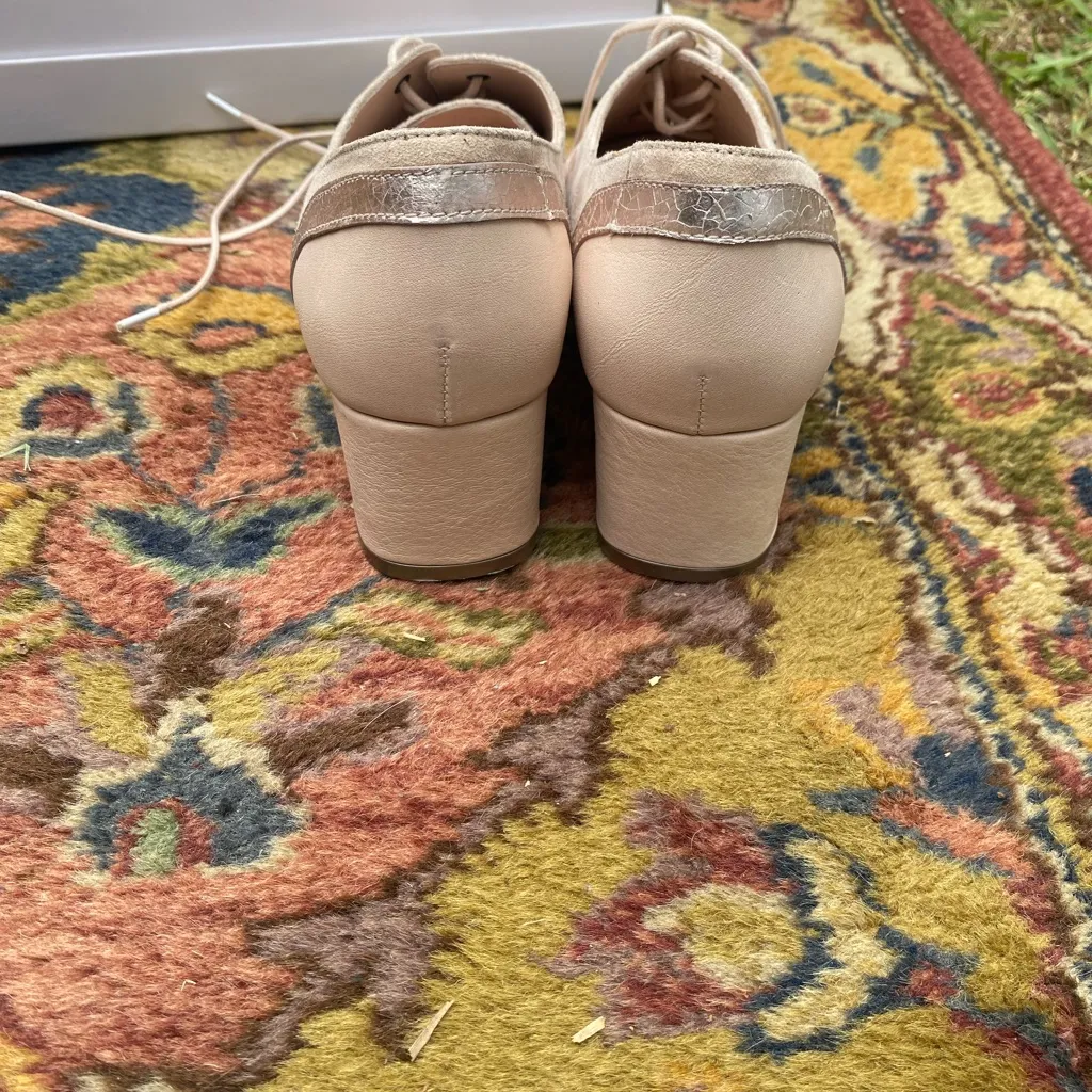 Hispanitas Beige Lace Up Block Heel Size 6 - Image 3
