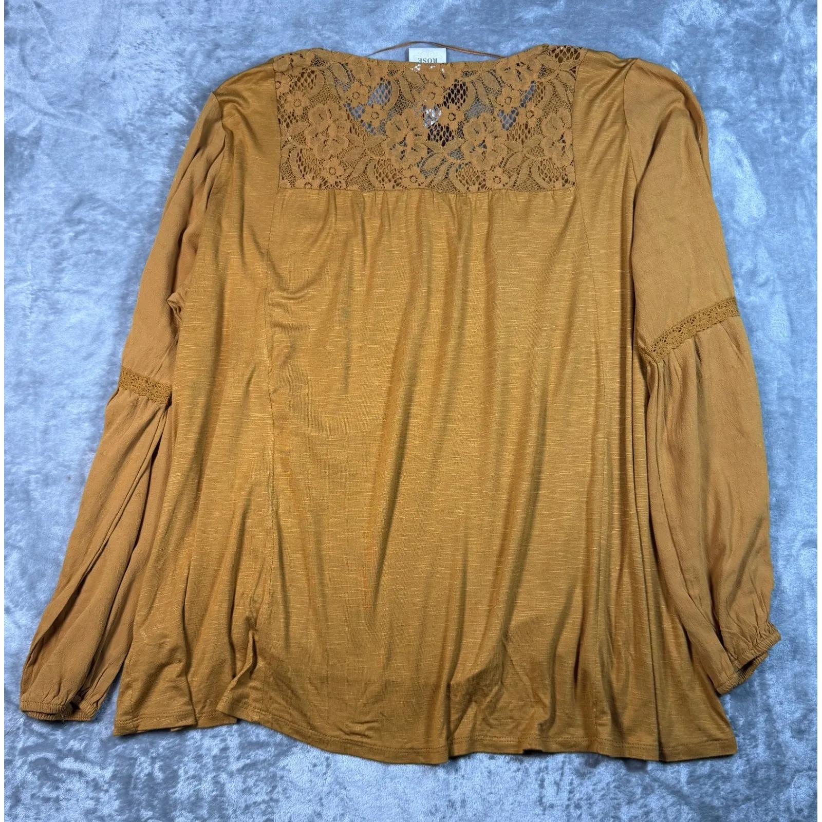 Knox Rose Womens‎ Long Sleeve Embroidered Lace Yoke Peasant Blouse Top Size XXL - Image 3
