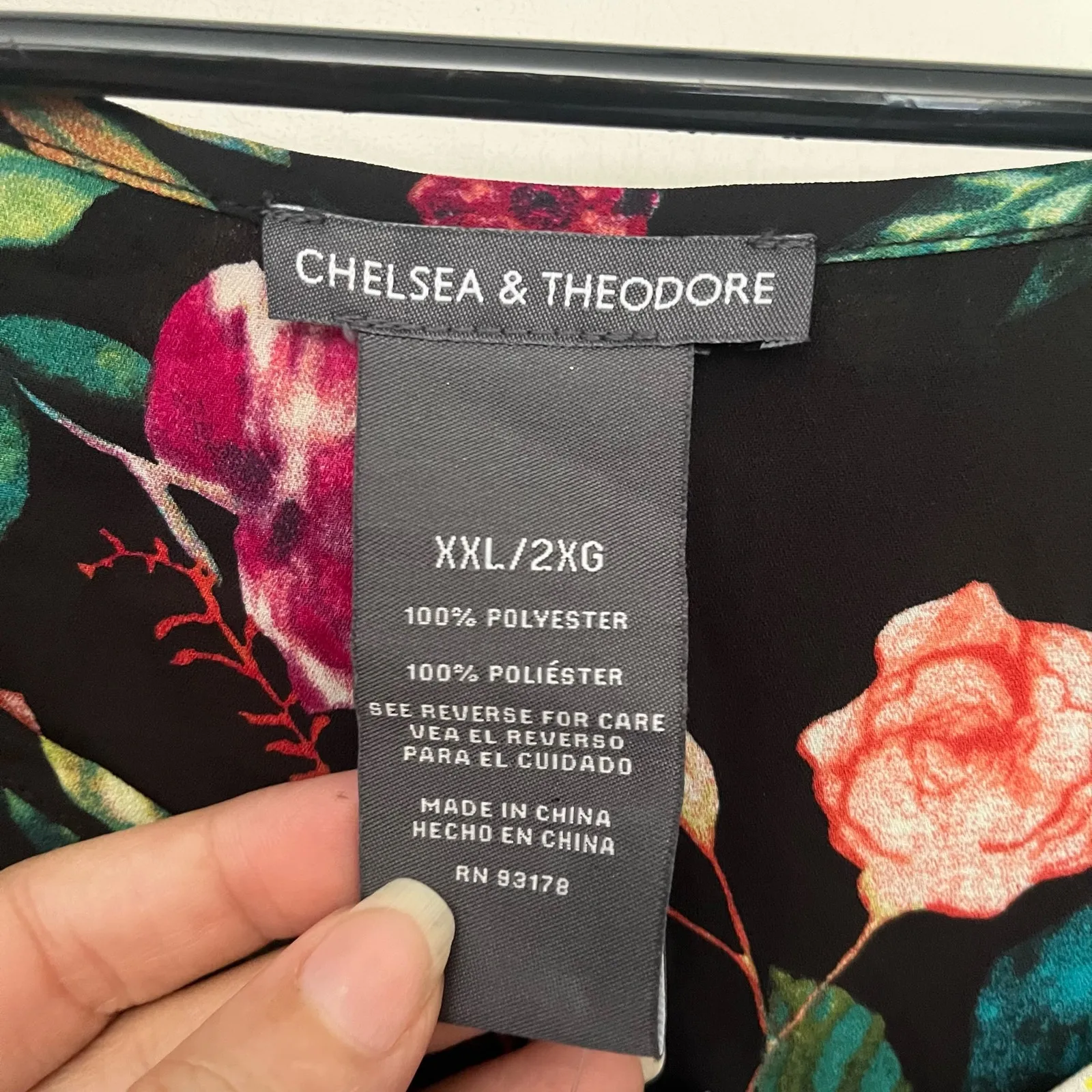 Chelsea & Theodore Floral Womens Top Sz XXL Boho Cottagecore Fairy Grunge Peplum Black - Image 10