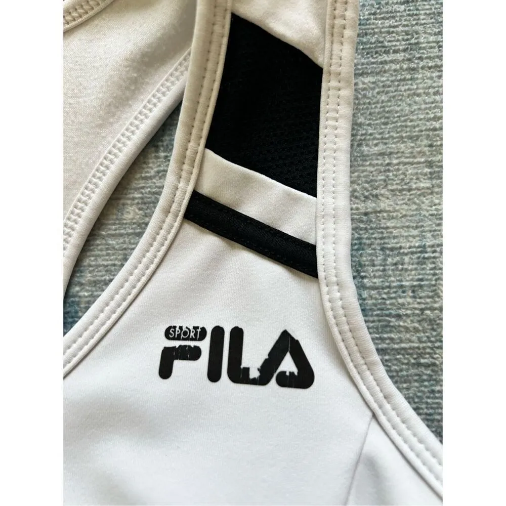 Fila Sport White Black Athletic Racerback Tank Top w Pocket Medium - Image 4