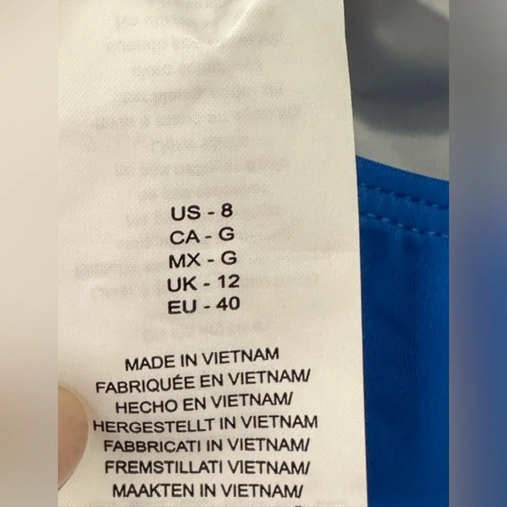 La Blanca Island Goddess Tankini Top Over-the-Shoulder Twist Capri Blue Size 8 - Image 10