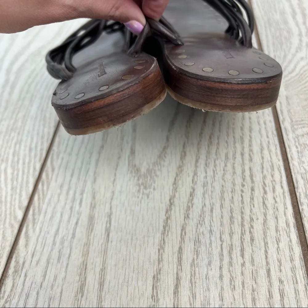 Vintage Foundry Co. Zaria Strappy Leather Thong Sandals 9 Brown $150 - Image 8