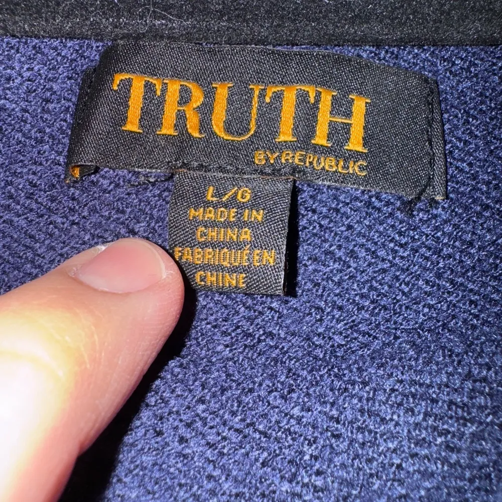 Truth by Republic Cowl Neck Sweater Womens Navy Blue, White Stripes Sz Large Blue - Image 3