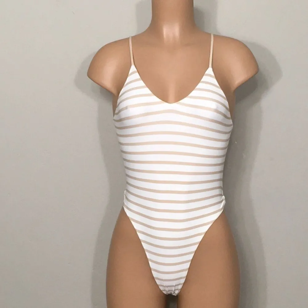 New Rachel Pally tan and white stripe swimsuit. - Image 3