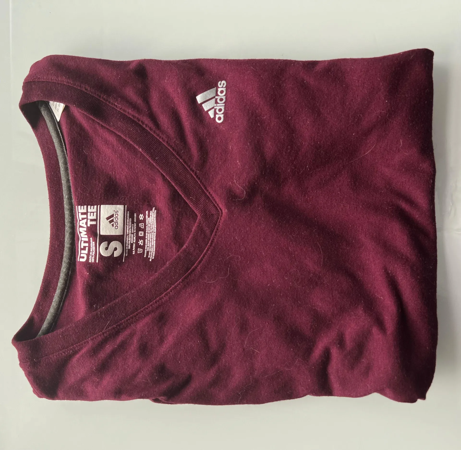 Adidas Maroon V Neck Running Tee - Image 3