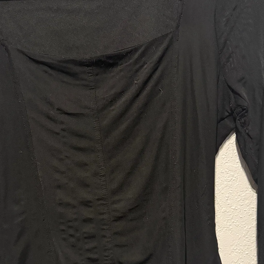 No Comment Black Long Sleeve Mesh Top M | Sheer Sleeve Goth Night Club Sultry - Image 3