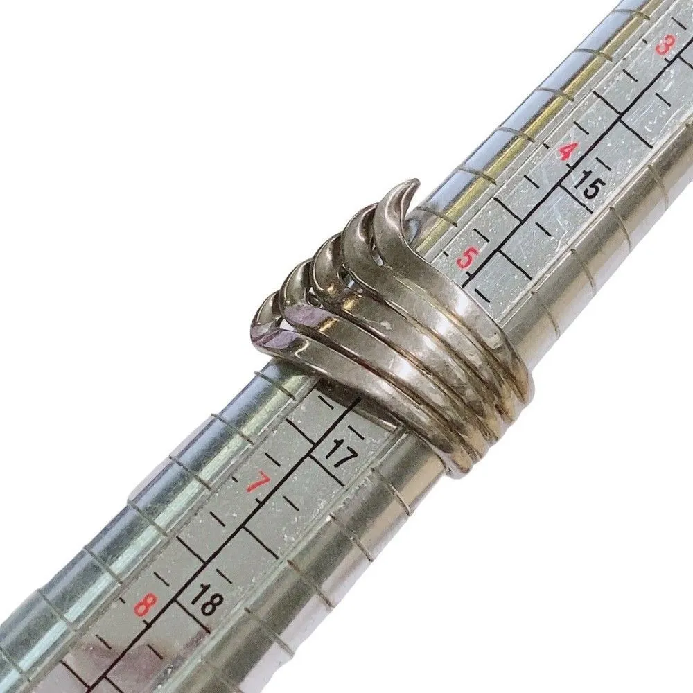 Modernist Sterling Silver 925 Five Linked Wave Bands Statement Abstract Ring - Image 5