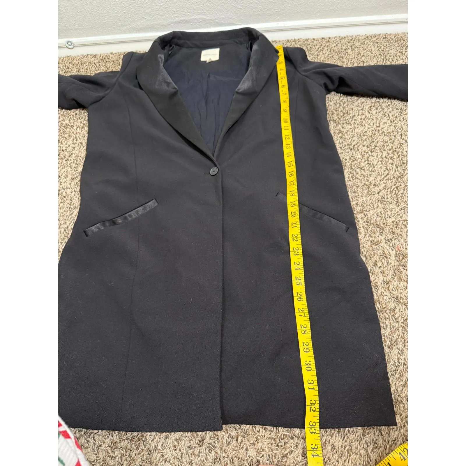 Silence + Noise Womens Black Longline Blazer Jacket Sz L Preppy Academia Classic - Image 9