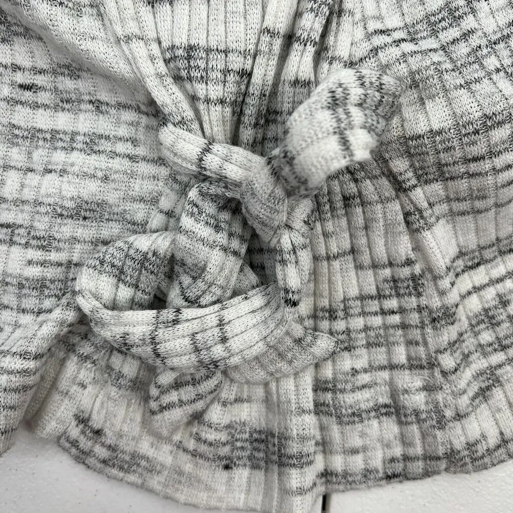 Soft Surroundings Sz XL Tunic Top Ribbed Side Tie Knit Gray Space Dye Scoop Neck - Image 8